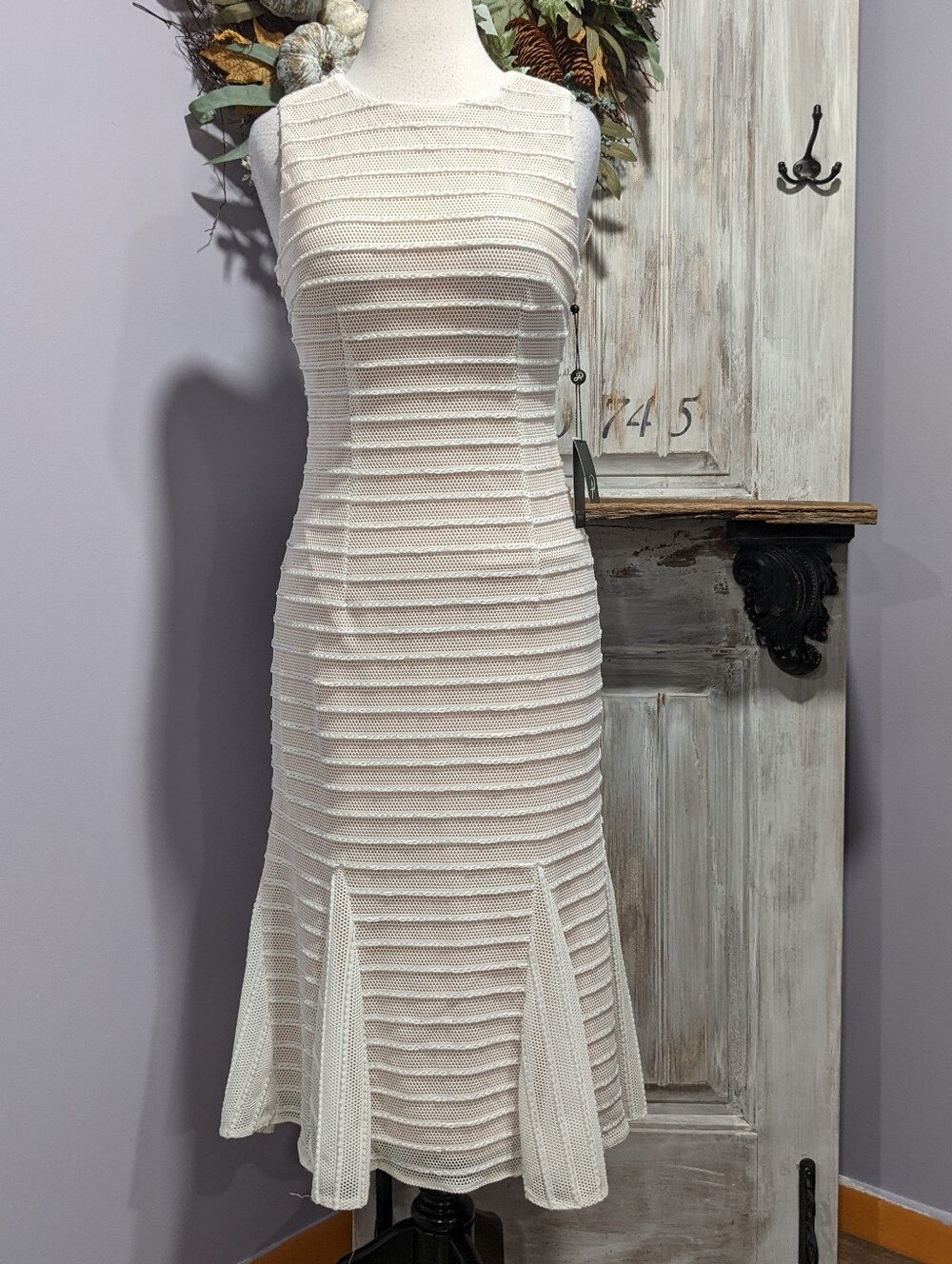 NWT Adriana Papell Knit Stripe Midi Trumpet Dress - Picture 7 of 13
